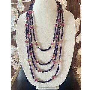 2 Semi-Precious Necklace Strands: Amethyst, Pink Tourmaline, Peridot